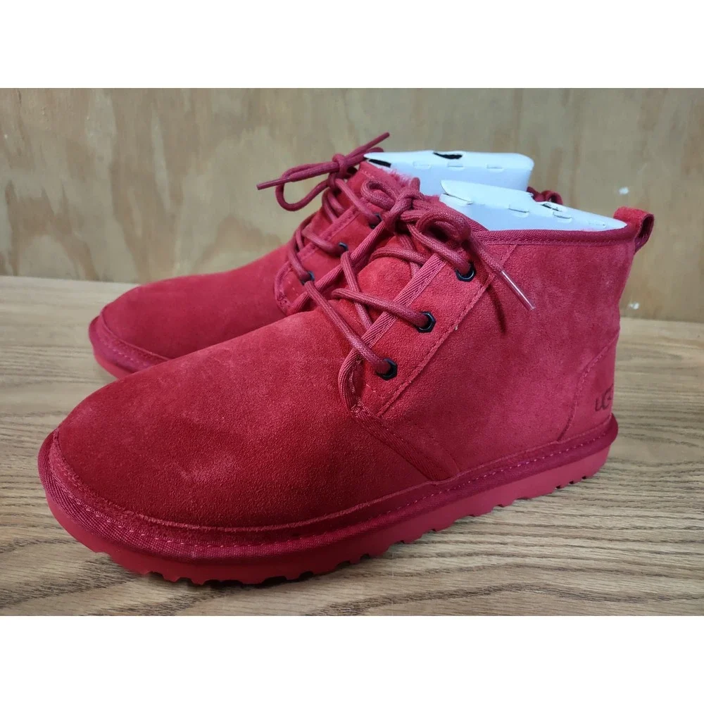 UGG Neumel Mens Samba Red Suede Chukka Lace Up Boots 3236 SBR